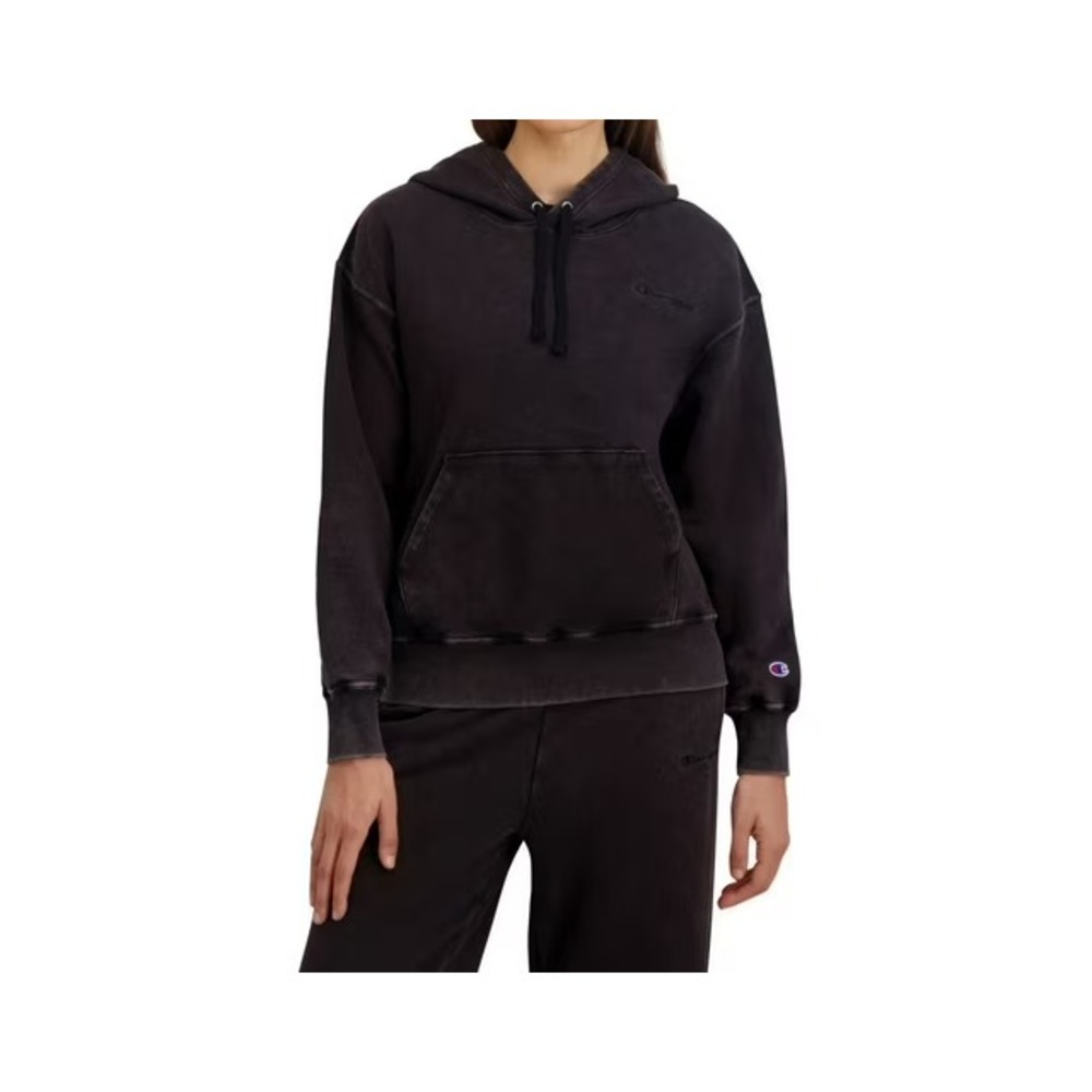 Champion Womens Heavyweight Fleece Hoodie M Mineral Washed Black CPW253FH03